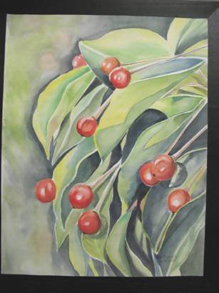 'Red Berries' Painting 11X13 - Art & Buff