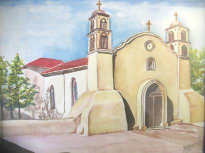 'Church in New Mexico' Painting 11X13 - Art & Buff